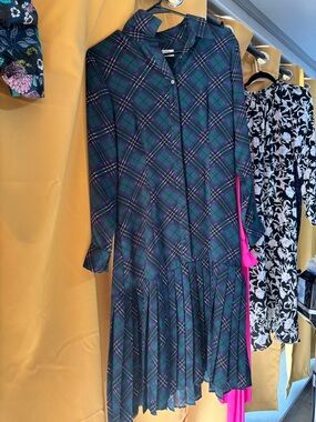 UNTUCKit Green & Purple Plaid Long-Sleeve Shirt Dress
